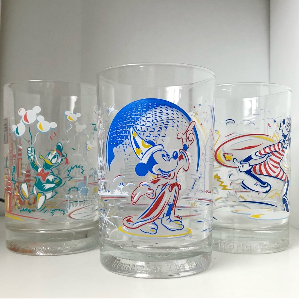 Set of 3 WALT DISNEY WORLD 25th Anniversary Glasses